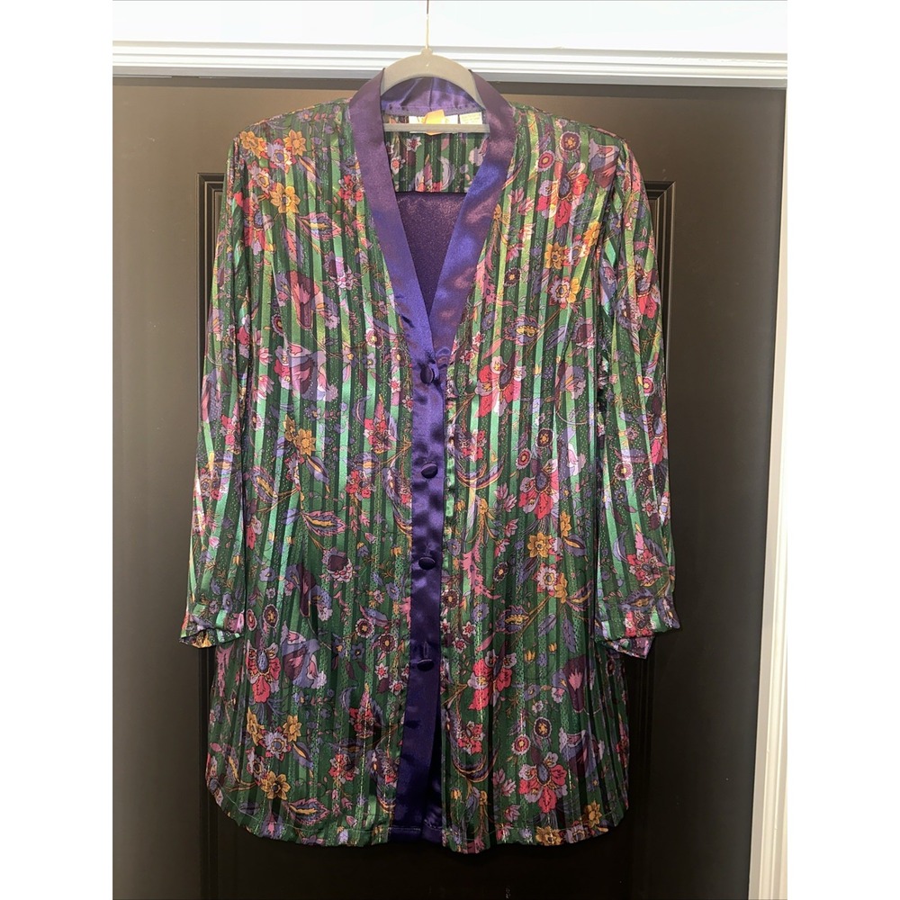 VINTAGE GOLD LABEL VICTORIA'S‎ SECRET Floral Sheer Pajama Set Size Small Large